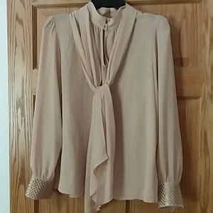 High neck, tie neck blouse